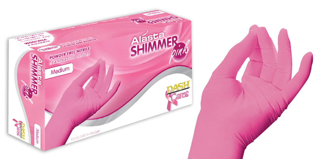 pink dental gloves